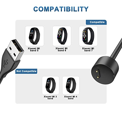 [2-Pack] כבל מטען עבור Xiaomi Mi Band 5/6/7 Watch Smart, החלפת USB טעינה טעינה עריסה עגינה כבל עבור Amazfit